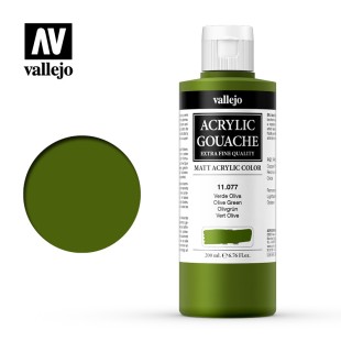 Гуашь-темпера Vallejo "Acrylic Gouache" 11.077 Зеленый оливковый, 200 мл