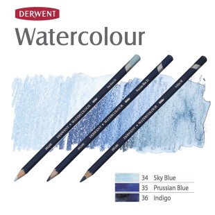 Комплект карандашей акварельных Derwent "Watercolour" Синие оттенки (№34, 35, 36)