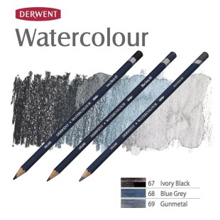 Комплект карандашей акварельных Derwent "Watercolour" Черно-серые оттенки (№67, 68, 69)
