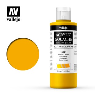 Гуашь-темпера Vallejo "Acrylic Gouache" 13.031 Кадмий желтый темный, 200 мл