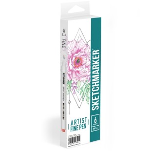 Набор капиллярных ручек Sketchmarker "Artist fine pen" 6 цветов, Basic 1