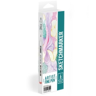 Набор капиллярных ручек Sketchmarker "Artist fine pen" 6 цвета, Basic 2