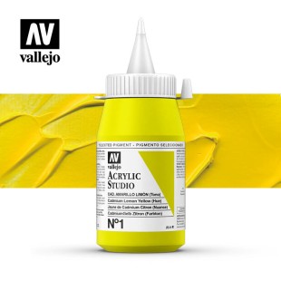 Акриловая краска Vallejo "Studio" #1 Cadmium Lemon Yellow (Кадмий лимонный), 1л