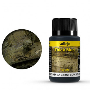 Краска для сборных моделей Vallejo, серия "Weathering Effects", цвет 73.812 Black Mud (Густая грязь черная)