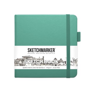 Блокнот для зарисовок Sketchmarker 12x12см, 80л,140гр/м² ,твердая обложка, Изумрудный