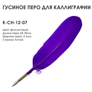 Гусиное перо для каллиграфии "К-CH-12-07" фиолетовое, 25-30см