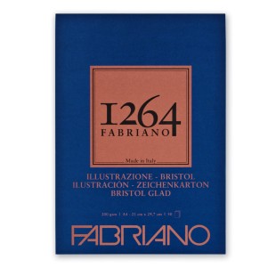 Склейка для графики Fabriano "1264 Bristol" 21х29,7см, 50л, 200гр/м² , гладкая белая бумага (19100654)