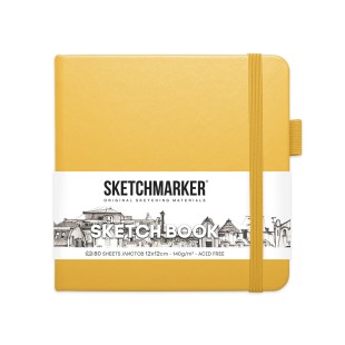Блокнот для зарисовок Sketchmarker 12x12см, 80л,140гр/м² ,твердая обложка, Оранжевый