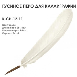 Гусиное перо для каллиграфии "К-CH-12-11" белое, 25-30см
