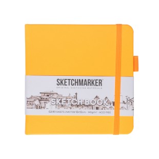 Блокнот для зарисовок Sketchmarker 12x12см, 140г/м2, 80л, твердая обложка Неоновый апельсин