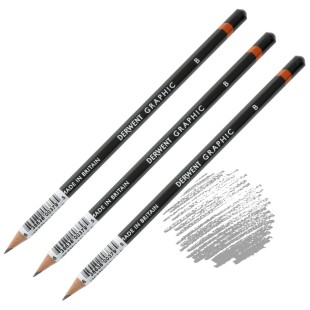 Комплект графитных карандашей Derwent "Graphic" B (3 штуки)