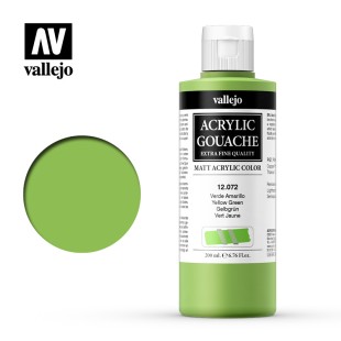 Гуашь-темпера Vallejo "Acrylic Gouache" 12.072 Желто-зеленый, 200 мл