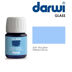 Краска акриловая по стеклу Darwi "Glass" 214 sky blue (Синяя светлая),30 мл