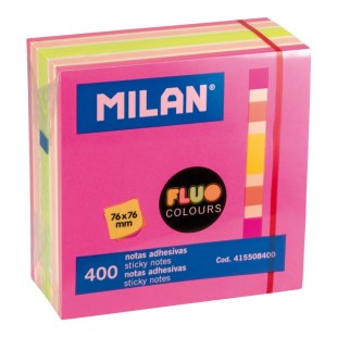 Бумага для заметок самоклеящаяся "MILAN" цвета ассорти, 76х76мм, 400л