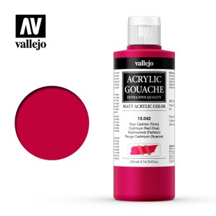 Гуашь-темпера Vallejo "Acrylic Gouache" 13.042 Кадмий красный средний, 200 мл