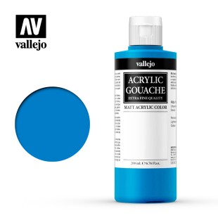 Гуашь-темпера Vallejo "Acrylic Gouache" 14.128 Синий флуо, 200 мл
