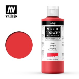 Гуашь-темпера Vallejo "Acrylic Gouache" 13.041 Кадмий красный вермилион, 200 мл