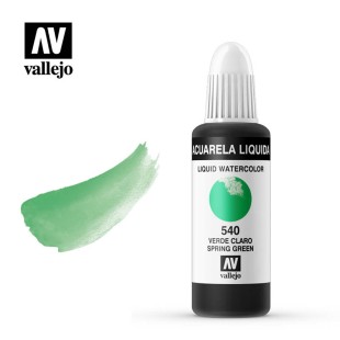 Жидкая акварель Vallejo "Acuarela Liquida" #540 Spring Green/ Зеленый весенний (32 мл)