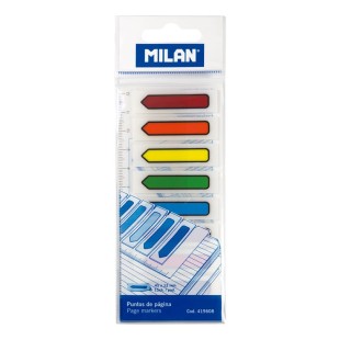 Закладки клейкие пластиковые "Milan" стрелки, 8 цветов по 15л (13 х 5,9 мм)
