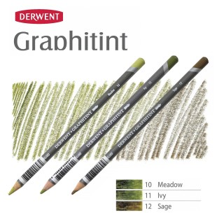 Комплект карандашей акварельных Derwent "Graphitint" Зеленые оттенки (№12, 11, 10)