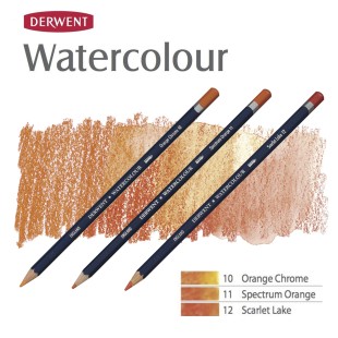 Комплект карандашей акварельных Derwent "Watercolour" Оранжевые оттенки (№10, 11, 12)