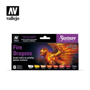 Набор красок для моделизма Vallejo "Fire Dragons" 72.312, 8 цветов