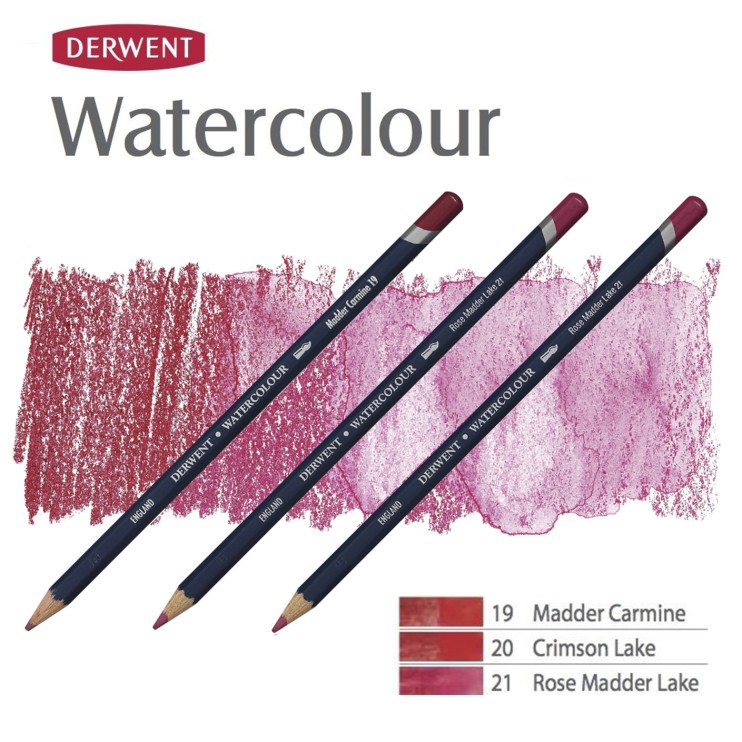 Комплект карандашей акварельных Derwent "Watercolour" Бордовых оттенков (№19, 20, 21)