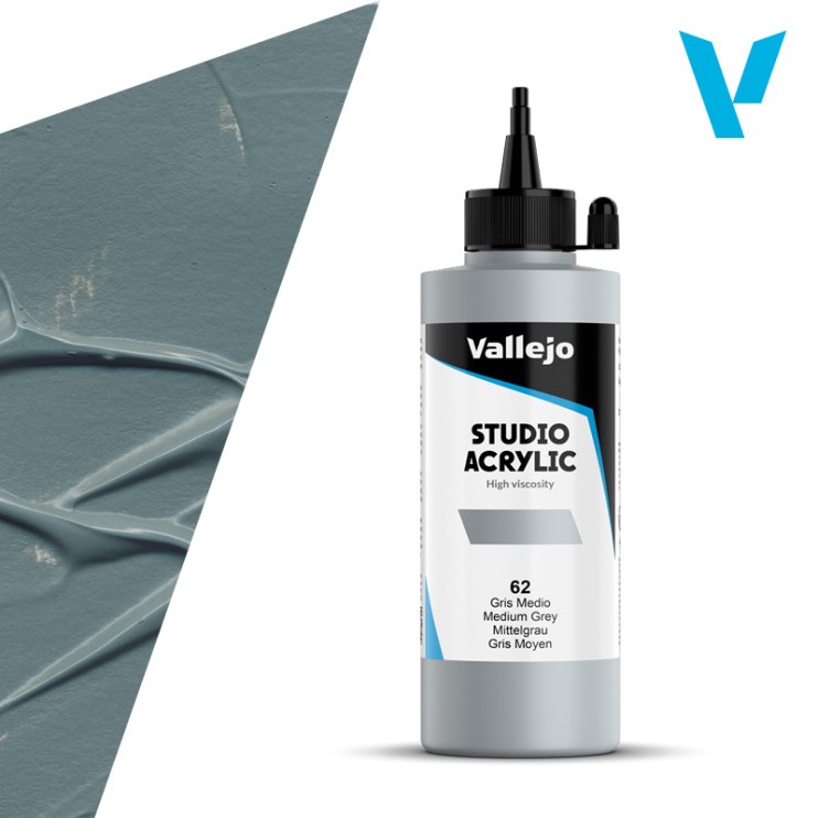 Акрил Vallejo "Studio" 62 Medium Grey (Серый средний), 200мл