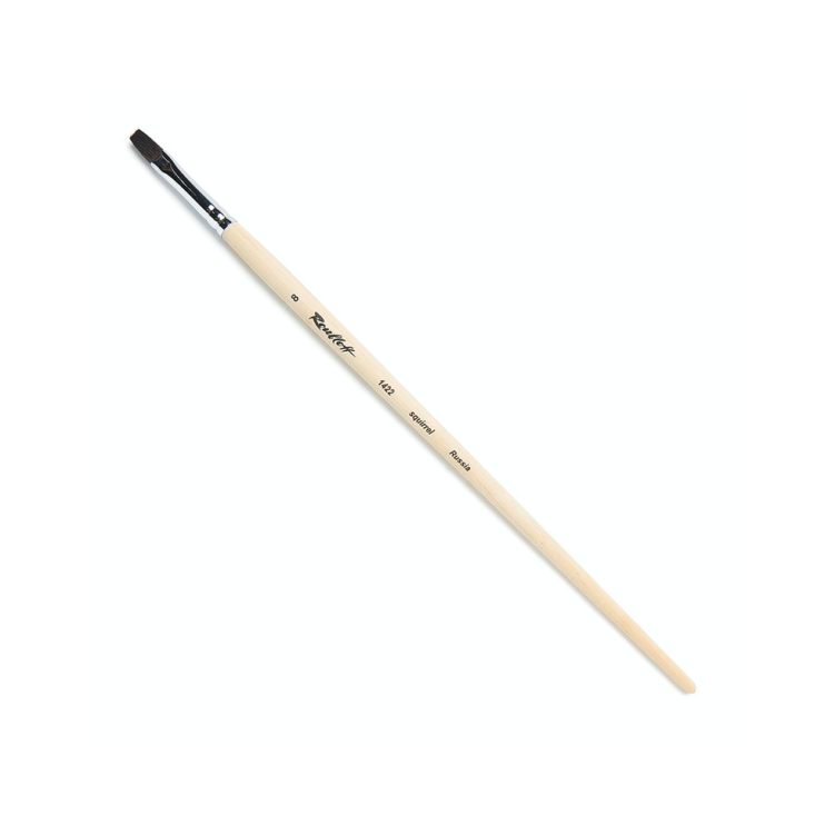 Кисть Белка плоская «1422» №8 удлиненная ручка