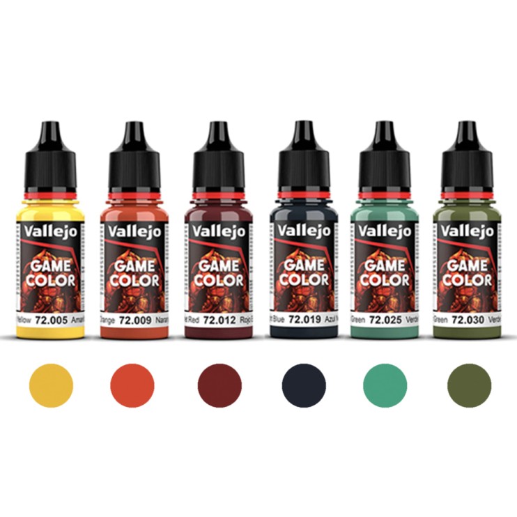 Набор красок для моделизма Vallejo "Game Color" 6 штук (№005, 009, 012, 019, 025, 030) по 18мл