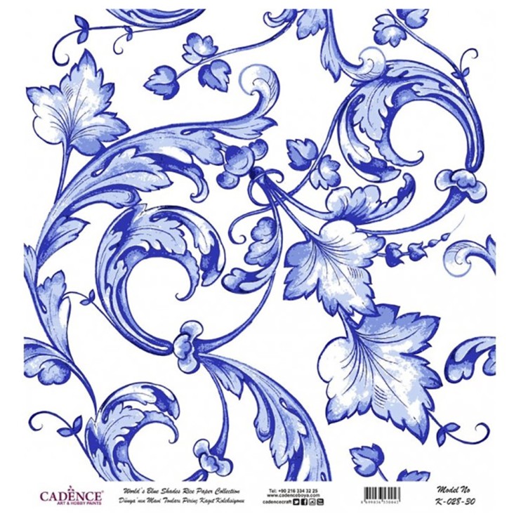 Рисовая карта "Blue shades" 30х30см, K-028 ветвь винограда