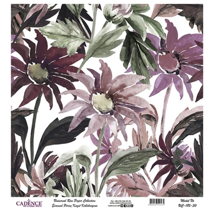 Рисовая карта "White Background" 30х30см, UC180 цветы