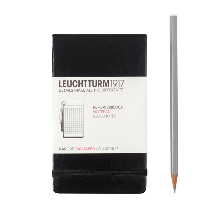 Блокнот в клетку Leuchtturm1917 "Reporter" A6, 92л, 80гр/м², твердая обложка,Черный (333843)