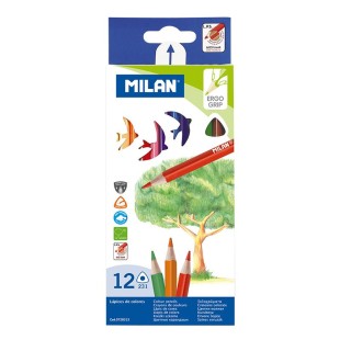 Набор цветных карандашей "Milan" 12 цветов, трехгранные, грифель 2.9мм 
