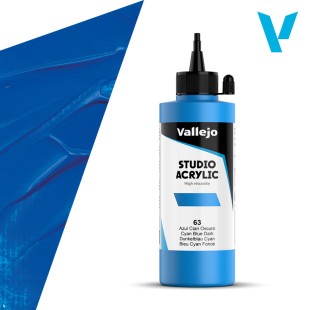 Акрил Vallejo "Studio" 63 Blue Cyan Dark (Темно- синий циан), 200мл