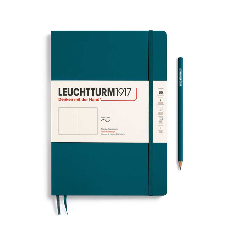 Блокнот без линовки Leuchtturm1917 "Composition" B5, 61л, 80гр/м², мягкая обложка,Зеленый Океан (359675)