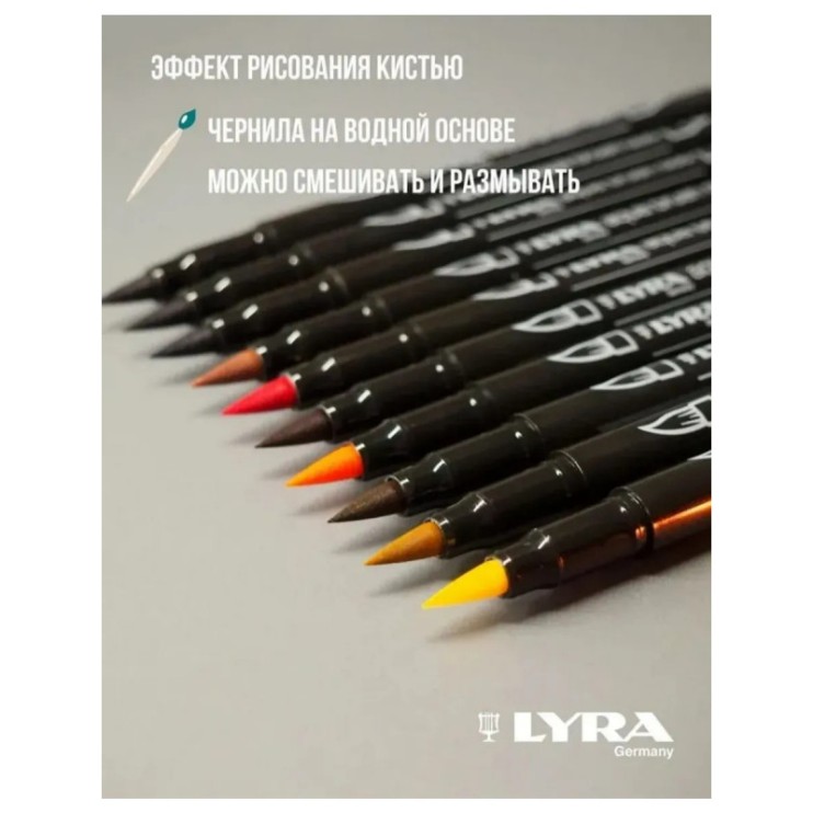 Набор из 10 Аква маркеров Lyra Aqua Brush Duo, B (теплая осень)