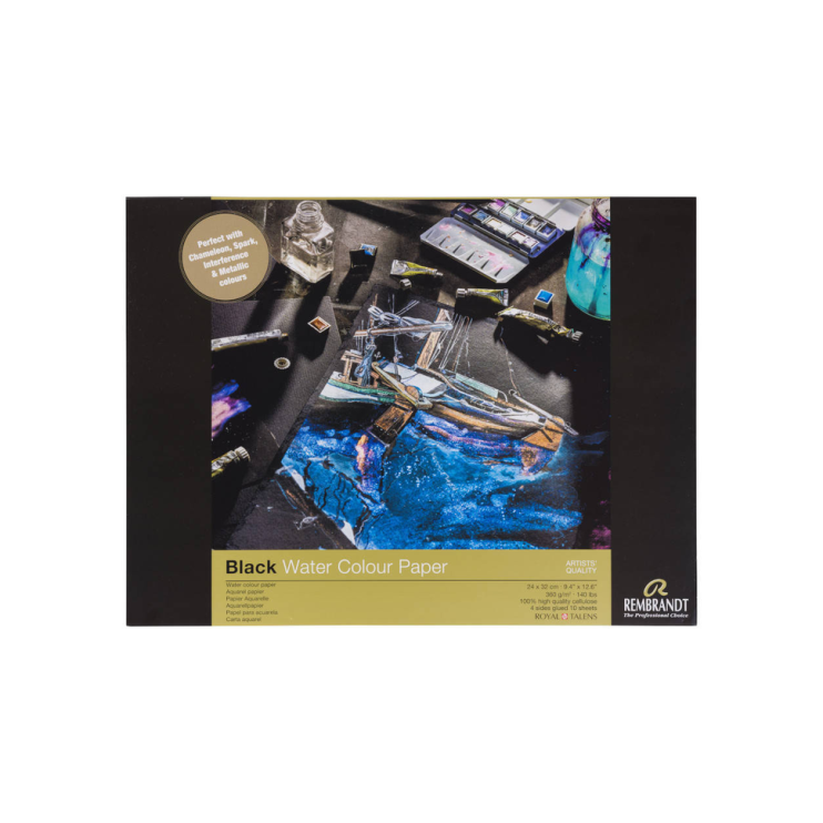 Склейка для акварели Royal Talens "Rembrandt" черная 24х32см, 10л, 360гр/м², 100% целлюлоза (93070002)