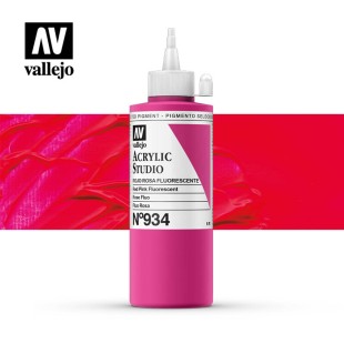 Акриловая краска Vallejo "Studio" #934 Fluorescent Red Pink (Розовый флюоресцентный), 200мл