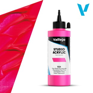 Акрил Vallejo "Studio" 934 Fluorescent Red Pink (Розовый флюо), 200мл