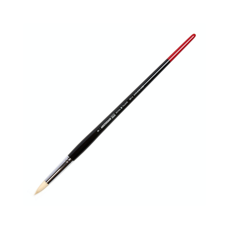 Кисть для рисования синтетика жесткая круглая Royal Talens "Amsterdam 351" №9 на длинной ручке