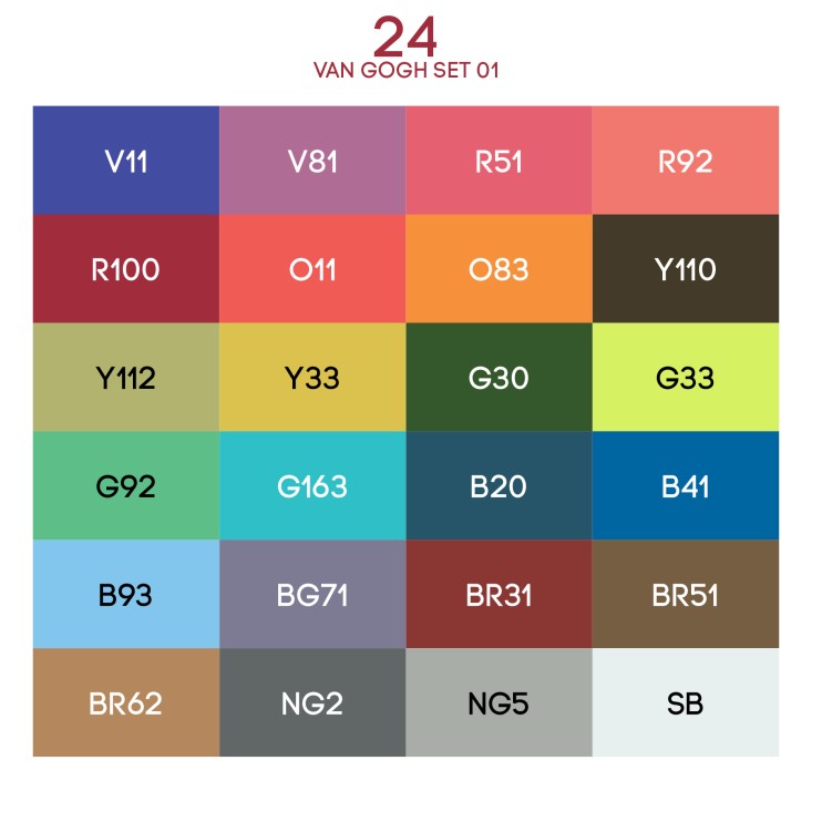 Набор маркеров Sketchmarker "Ван Гог" 24 штуки