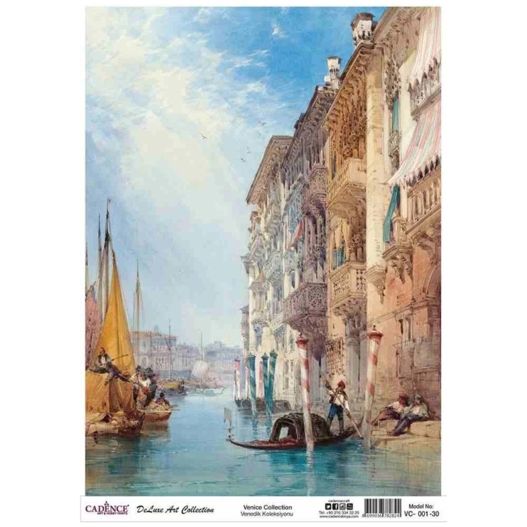 Рисовая декупажная карта Cadence "Venice" 30х42см, VC001