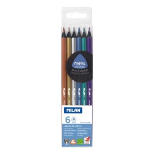 Набор цветных карандашей Milan "Metallic" 6 цветов, трехгранные, грифель 2.9мм 