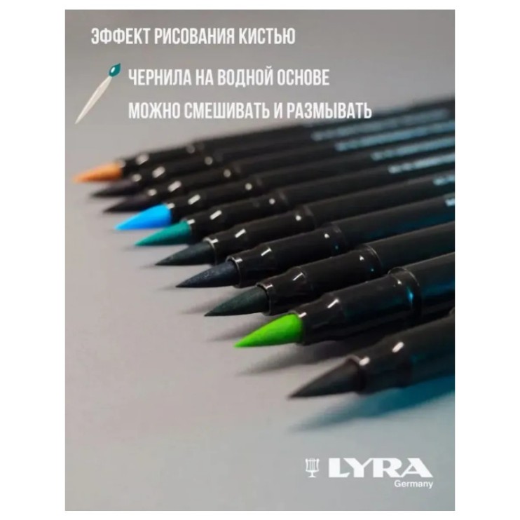 Набор из 10 Аква маркеров Lyra Aqua Brush Duo, D (Океан)