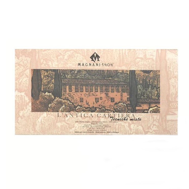 Блок бумаги для смешанных техник Magnani "L'Аntica Сartiera" 12x23см, 20л, 300гр/м²,100% альфа-целлюлоза