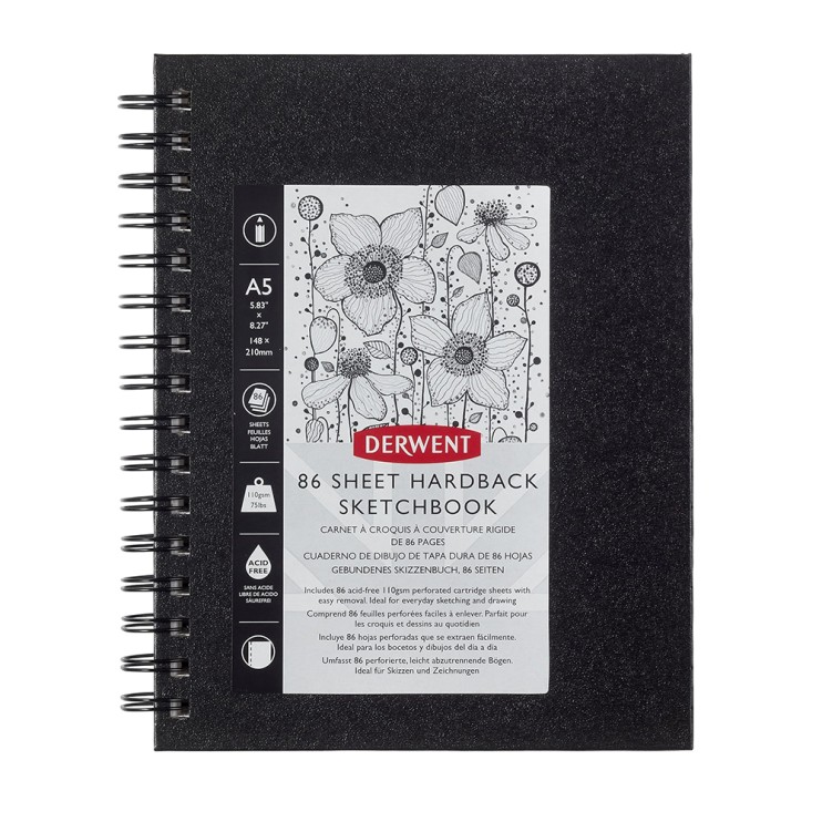 Блокнот для эскизов на спирали Derwent "Sketch Book" А5, 86л, 110г/м (2301608)