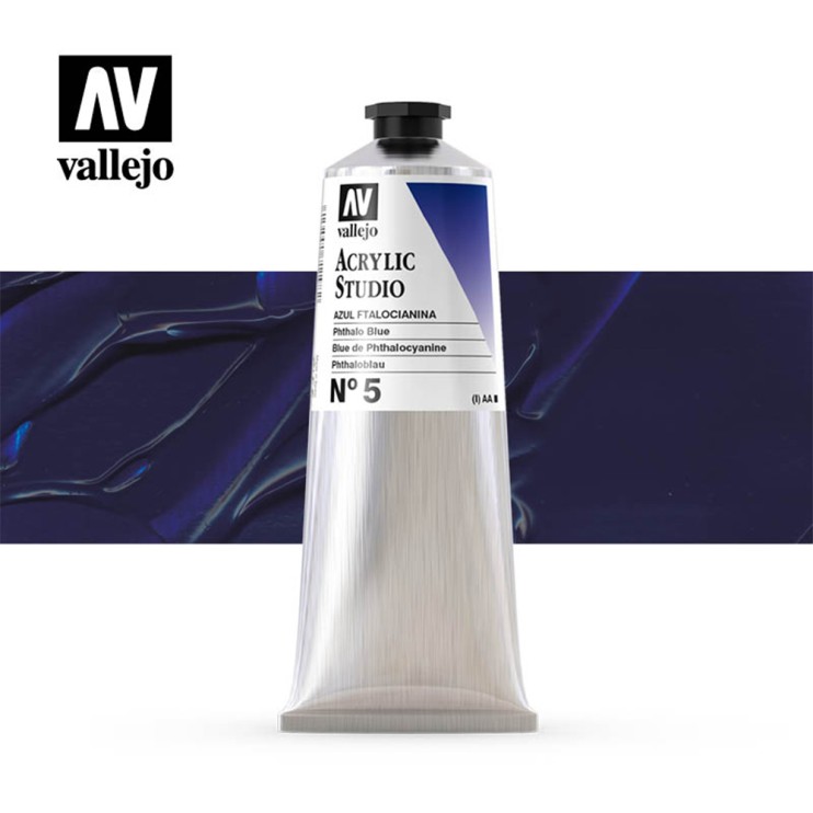 Акриловая краска Vallejo "Studio" #5 Phthalocyanine Blue (Голубая ФЦ), 125 мл