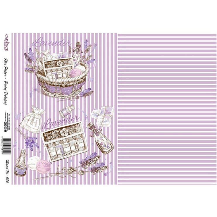 Рисовая карта "Rice paper" 30х42см, RDP584 лавандовая косметика/полоска