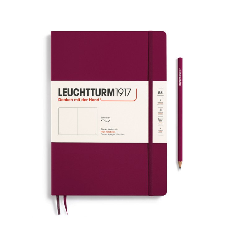 Блокнот без линовки Leuchtturm1917 "Composition" B5, 61л, 80гр/м², мягкая обложка,Красный Портвейн (359674)